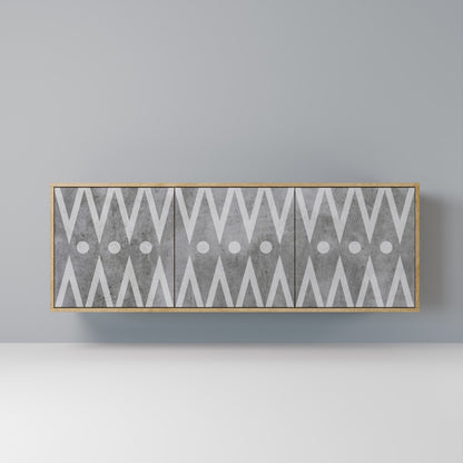 SHARP EDGES 3-Door Sideboard in Oak Effect