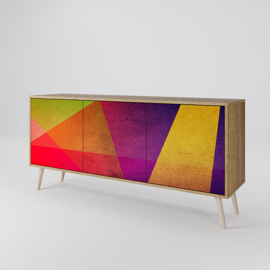 VIVID GEOMETRY Madia a 3 Ante in Effetto Rovere