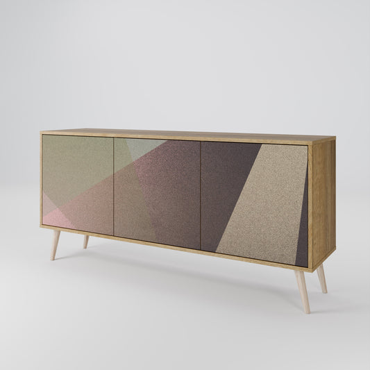 BEIGE GEOMETRY Madia a 3 Ante in Effetto Rovere