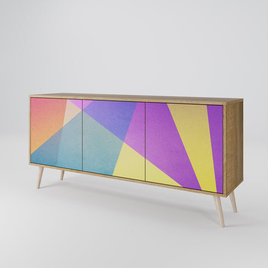 BRIGHT GEOMETRY Madia a 3 Ante in Effetto Rovere