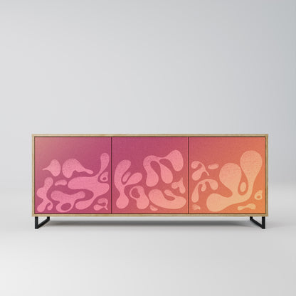 IRREGULAR PINK 3-Door Sideboard in Oak Effect