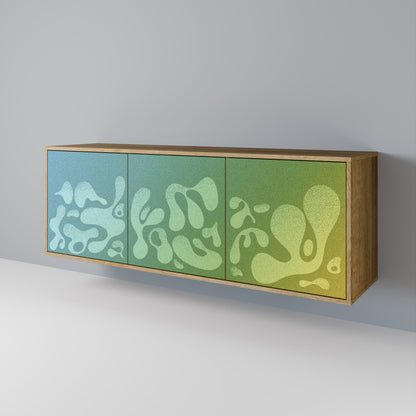 IRREGULAR BLUE 3-Door Sideboard in Oak Effect