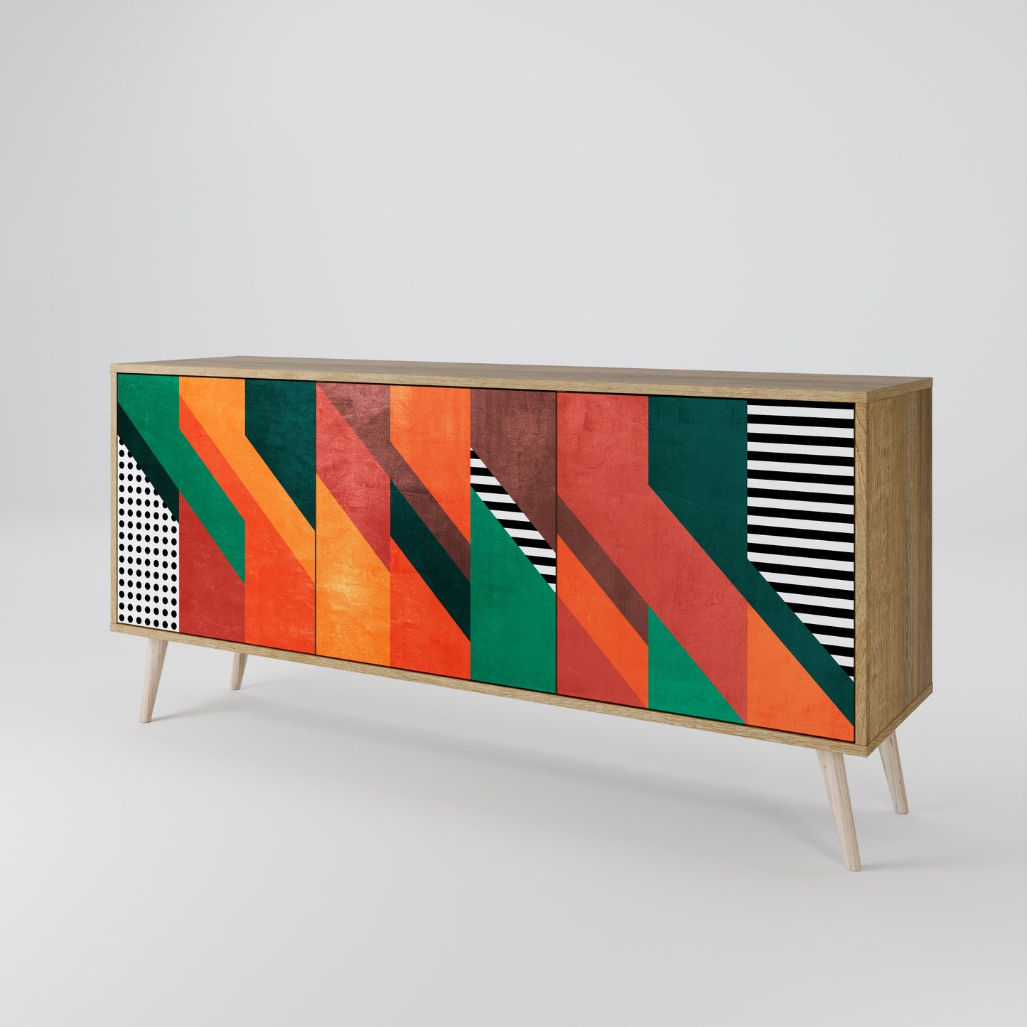 Credenza MAKESHIFT ARTISTRY a 3 ante in effetto rovere