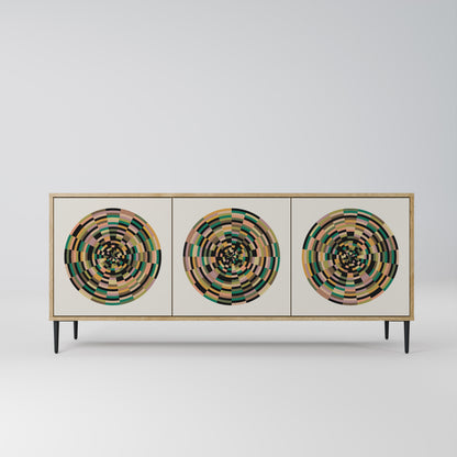GREEN CIRCLES 3-Door Sideboard in Oak Effect