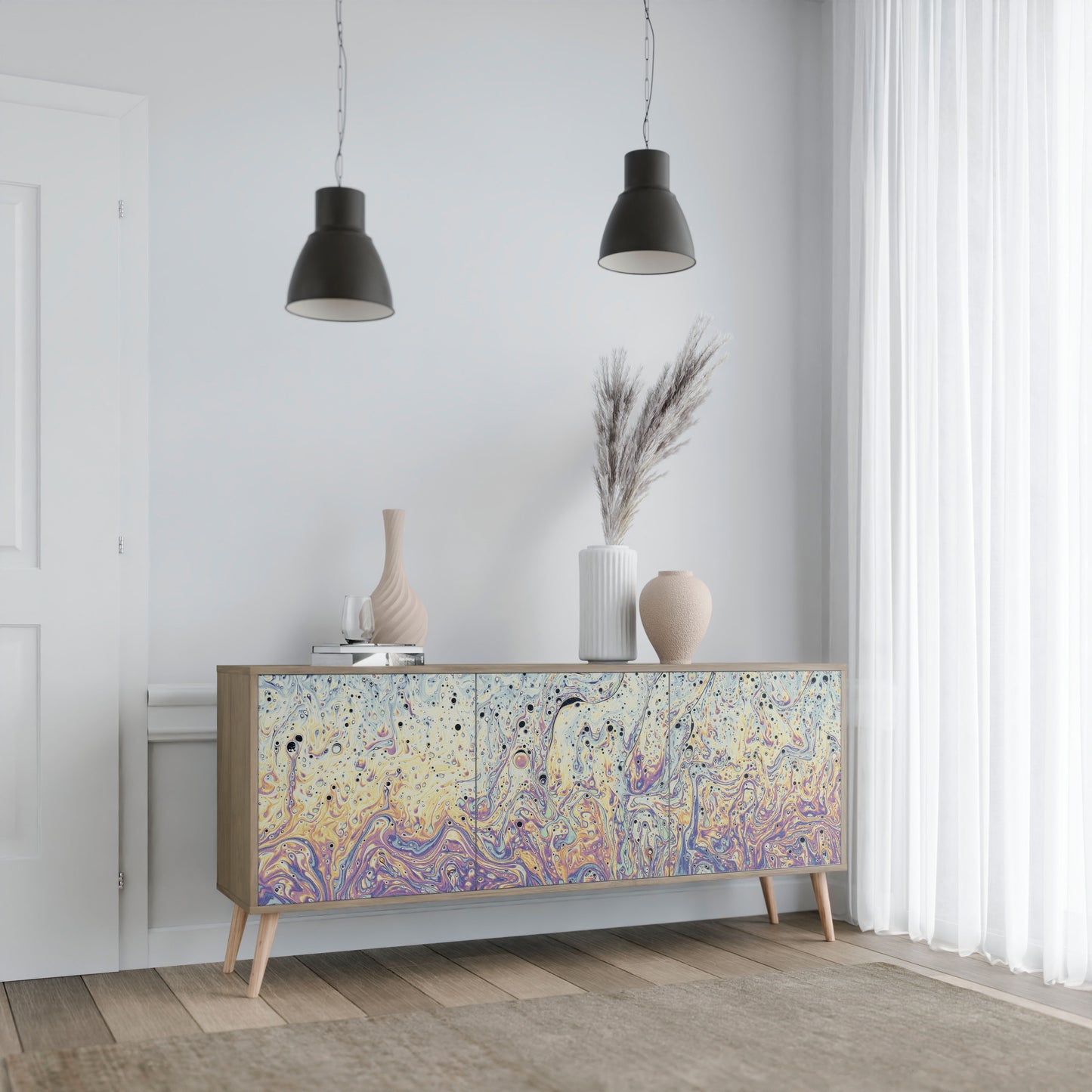 MOSAIC OF COLORS 3-Door Sideboard in Oak Effect