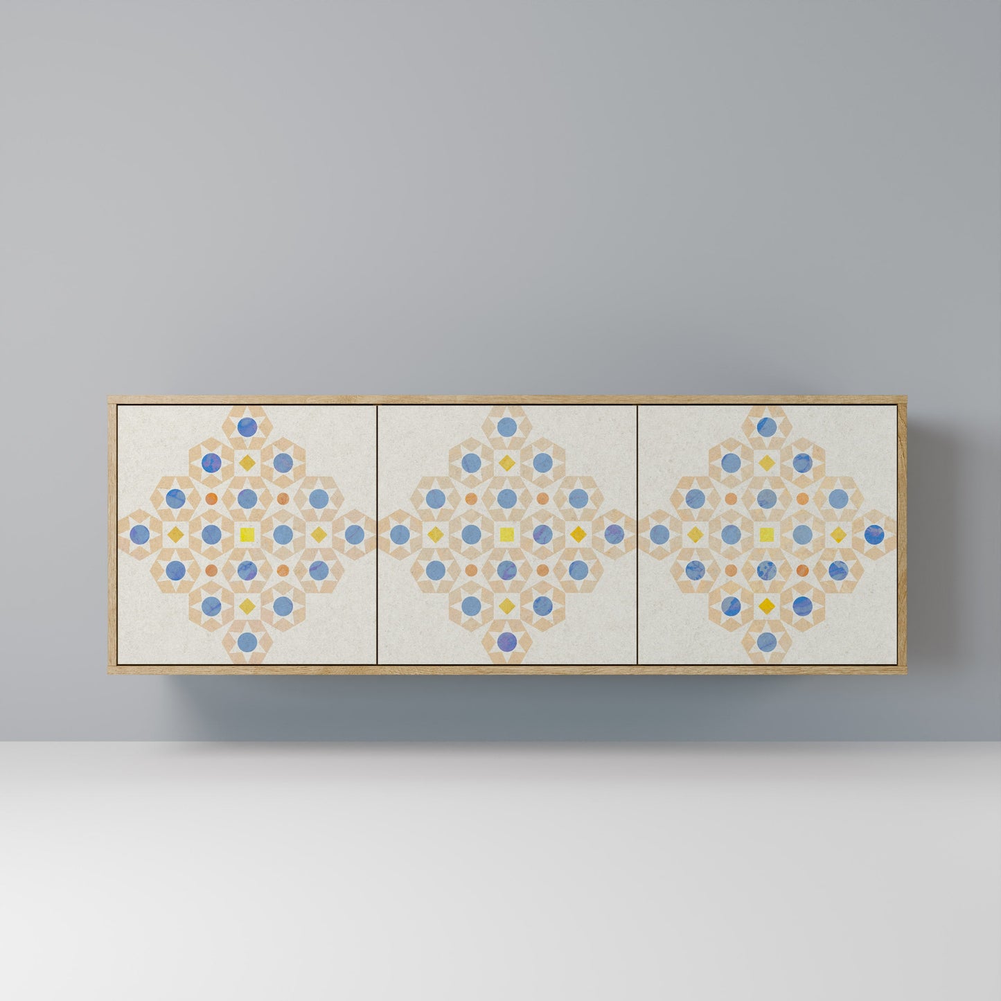 PATTERNED PRISM 3-Door Sideboard in Oak Effect