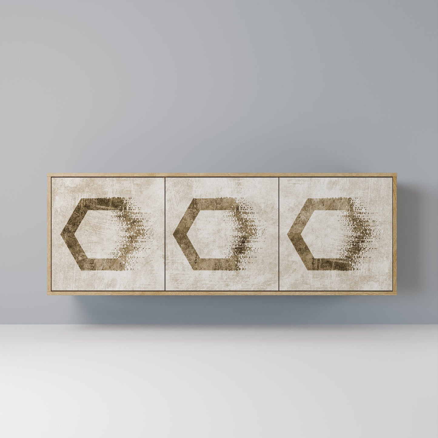HEXAGONAL SHAPES 3-Door Sideboard in Oak Effect