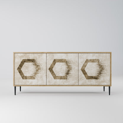 HEXAGONAL SHAPES 3-Door Sideboard in Oak Effect