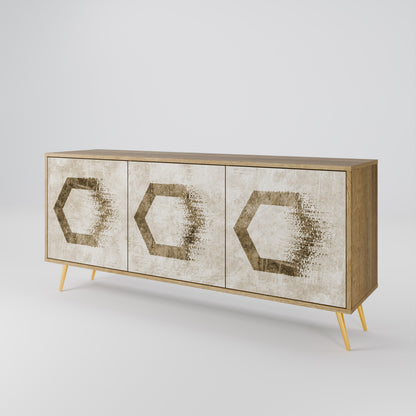 HEXAGONAL SHAPES 3-Door Sideboard in Oak Effect