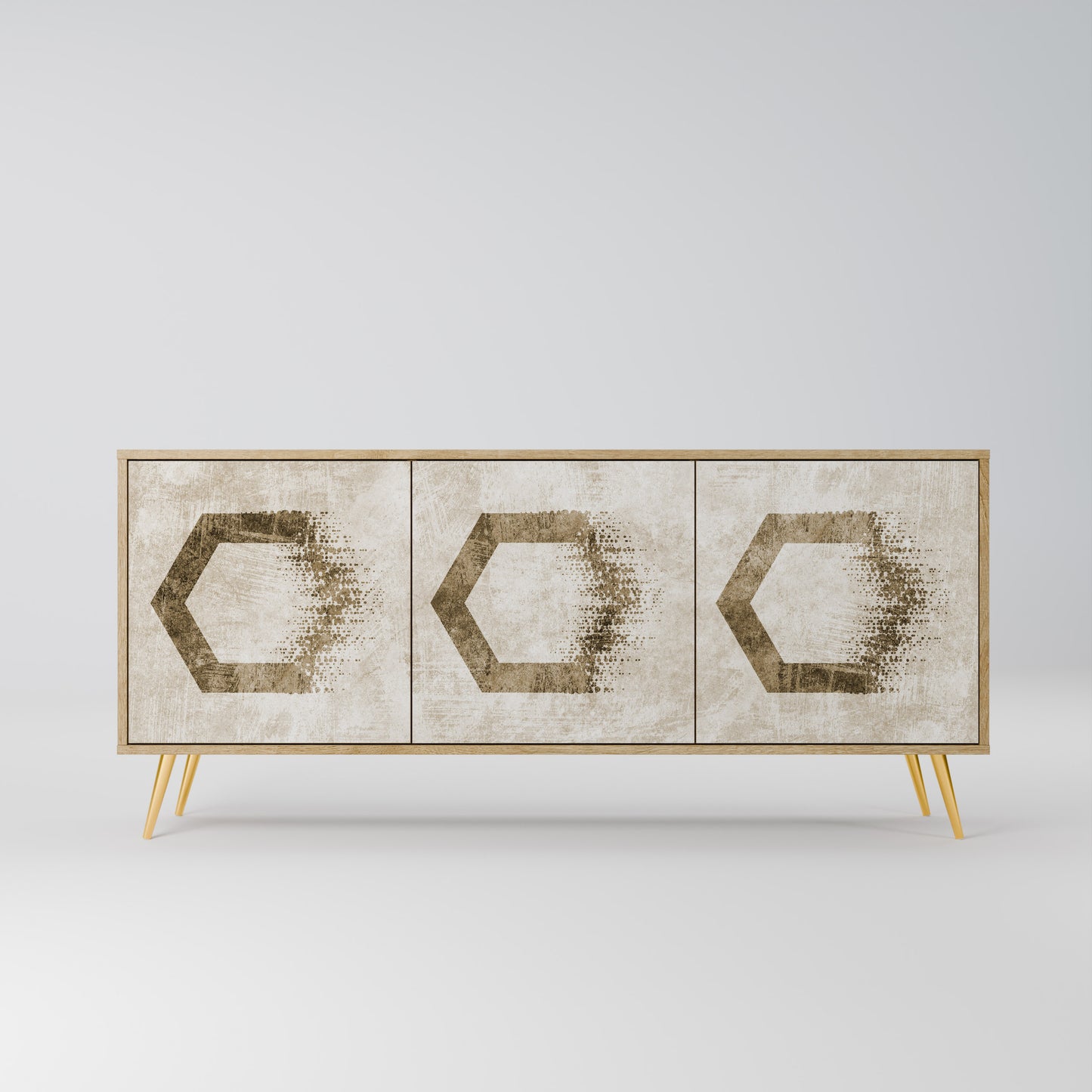 HEXAGONAL SHAPES 3-Door Sideboard in Oak Effect