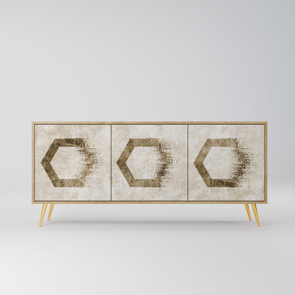 HEXAGONAL SHAPES 3-Door Sideboard in Oak Effect