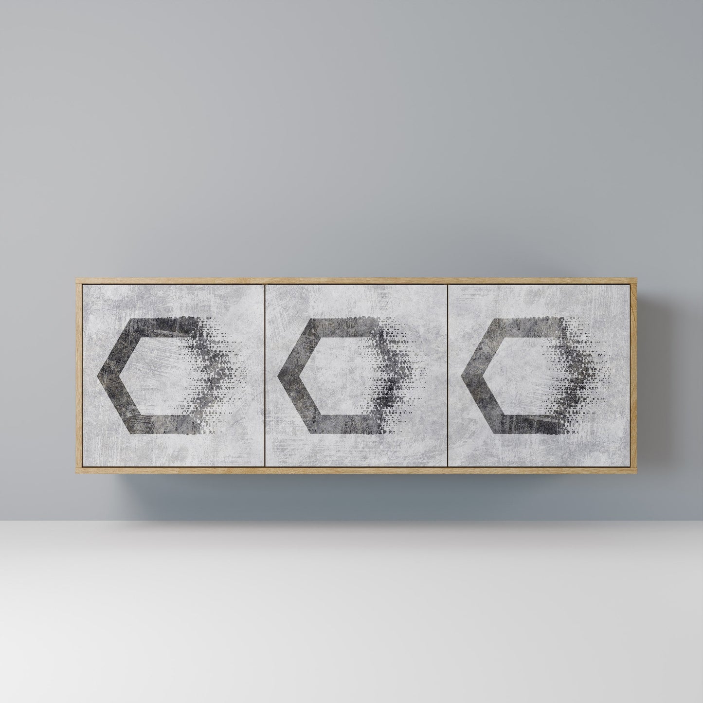 HEXAGONAL FIGURES 3-Door Sideboard in Oak Effect
