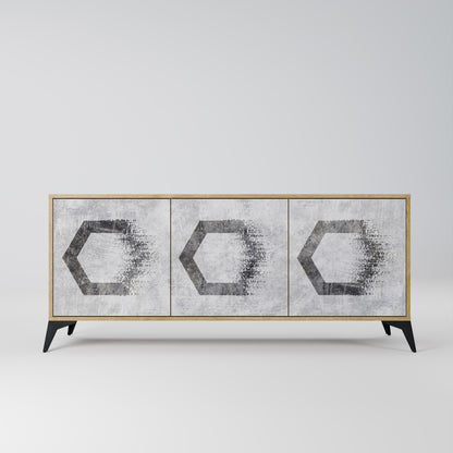HEXAGONAL FIGURES 3-Door Sideboard in Oak Effect