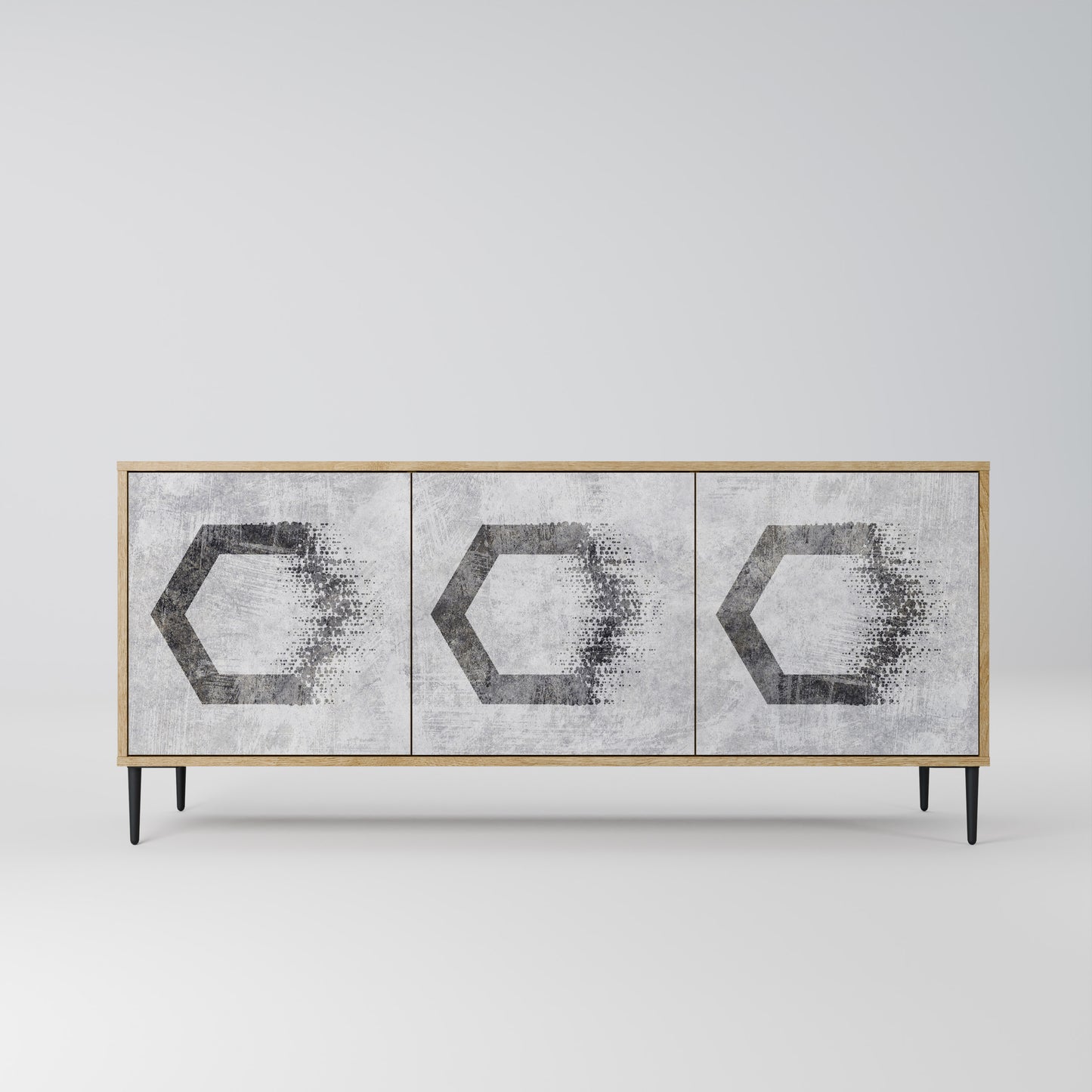 HEXAGONAL FIGURES 3-Door Sideboard in Oak Effect