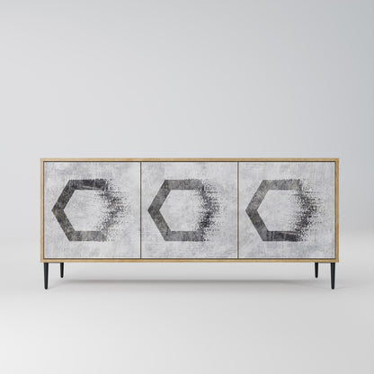 HEXAGONAL FIGURES 3-Door Sideboard in Oak Effect