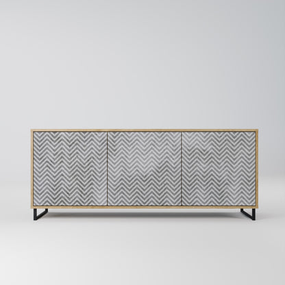 CONCRETE ZIG ZAG 3-Door Sideboard in Oak Effect