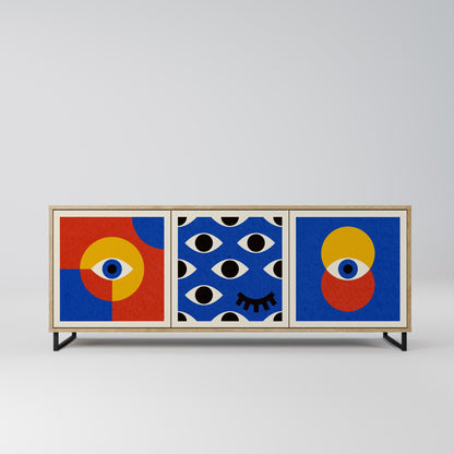 GEOMETRIC EYES 3-Door Sideboard in Oak Effect