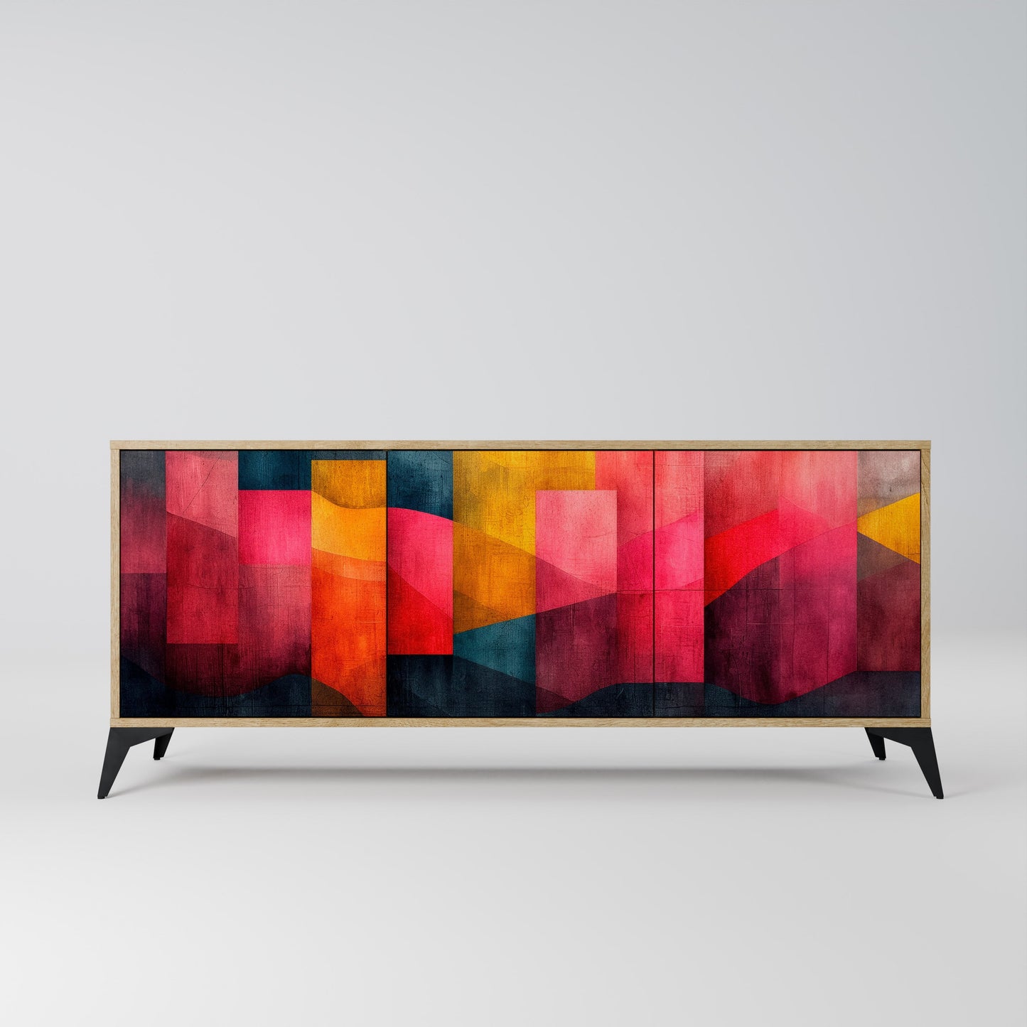 COLORFUL SOUNDS 3-Door Sideboard in Oak Effect