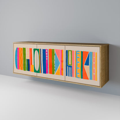 GEOMETRIC SHINE 3-Door Sideboard in Oak Effect