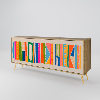 GEOMETRIC SHINE 3-Door Sideboard in Oak Effect
