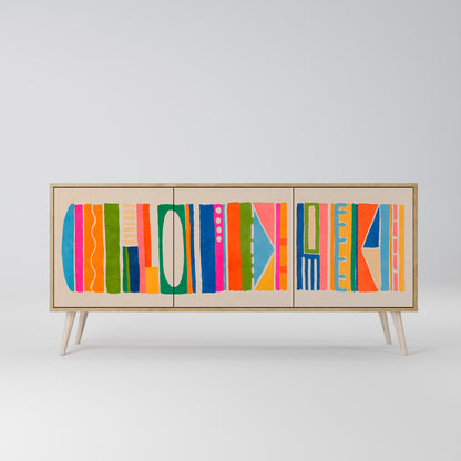 GEOMETRIC SHINE 3-Door Sideboard in Oak Effect