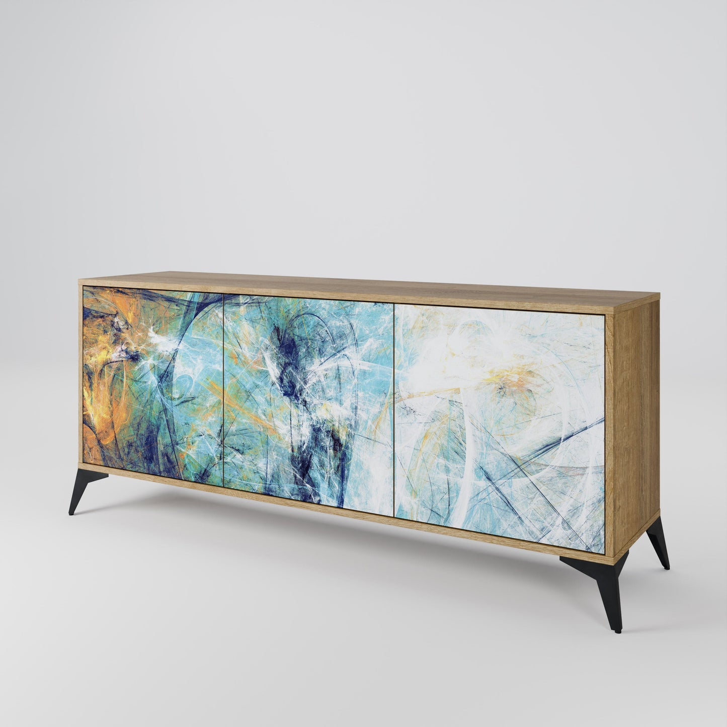Credenza a 3 ante PENSIERI ASTRATTATI in effetto rovere