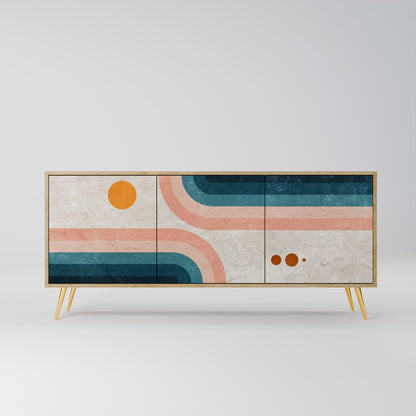 Credenza TWO HALVES a 3 ante in effetto rovere