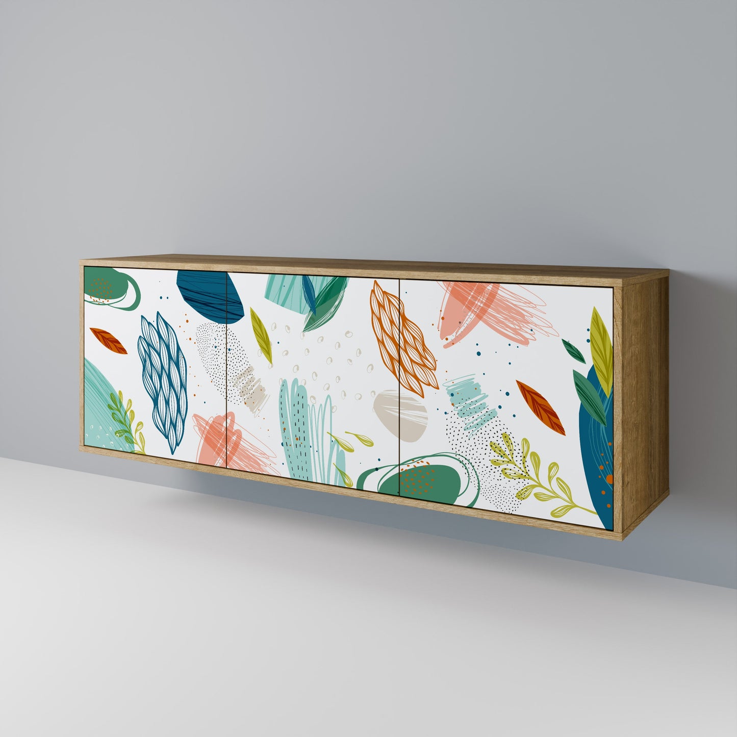 BOTANICAL HURRICANE 3-Door Sideboard in Oak Effect