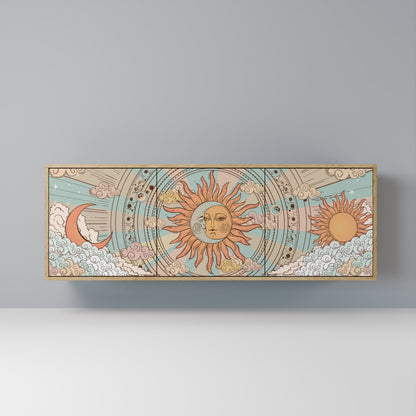MYSTICAL STRUCTURE 3-Door Sideboard in Oak Effect