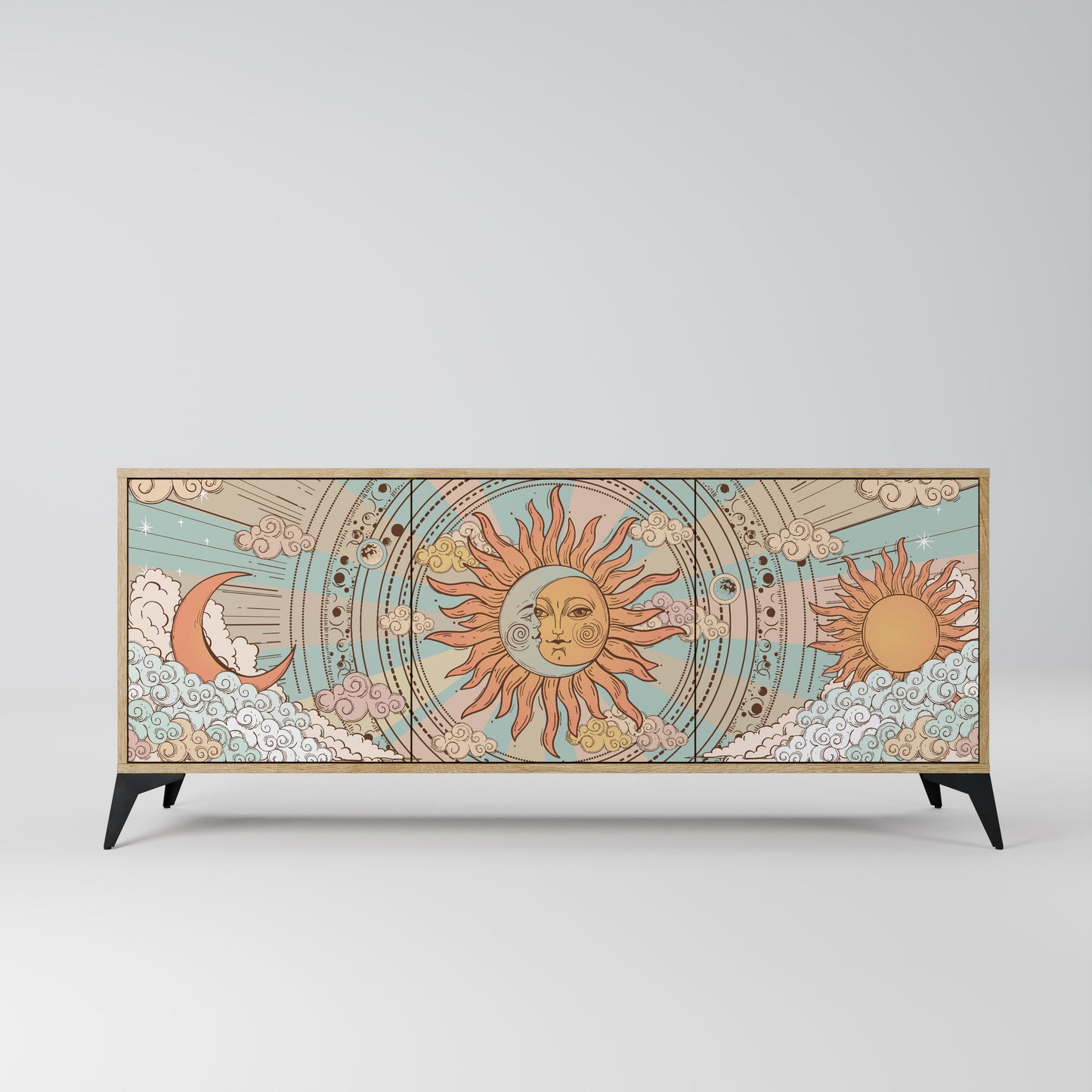 MYSTICAL STRUCTURE 3-Door Sideboard in Oak Effect