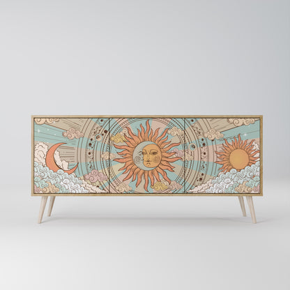 MYSTICAL STRUCTURE 3-Door Sideboard in Oak Effect