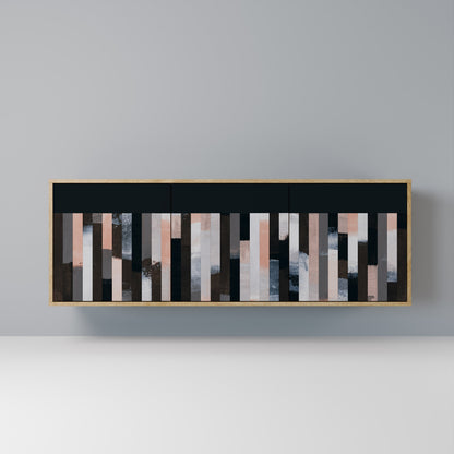 COLLAGE OF RECTANGLES 3-Door Sideboard in Oak Effect