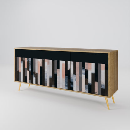 COLLAGE OF RECTANGLES 3-Door Sideboard in Oak Effect