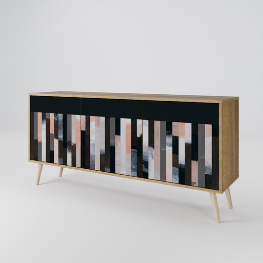 COLLAGE OF RECTANGLES 3-Door Sideboard in Oak Effect