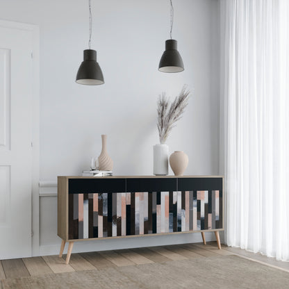 COLLAGE OF RECTANGLES 3-Door Sideboard in Oak Effect