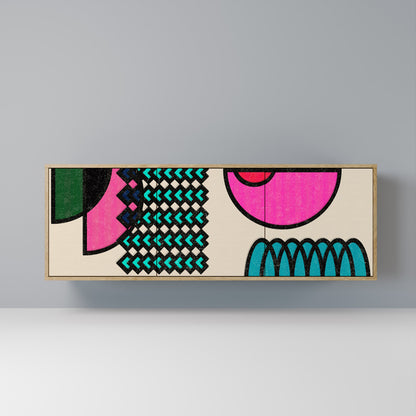 Credenza GEOMETRIC RHAPSODY a 3 ante in effetto rovere