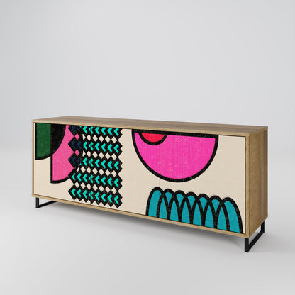 Credenza GEOMETRIC RHAPSODY a 3 ante in effetto rovere