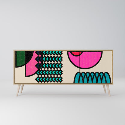 Credenza GEOMETRIC RHAPSODY a 3 ante in effetto rovere