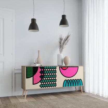 Credenza GEOMETRIC RHAPSODY a 3 ante in effetto rovere