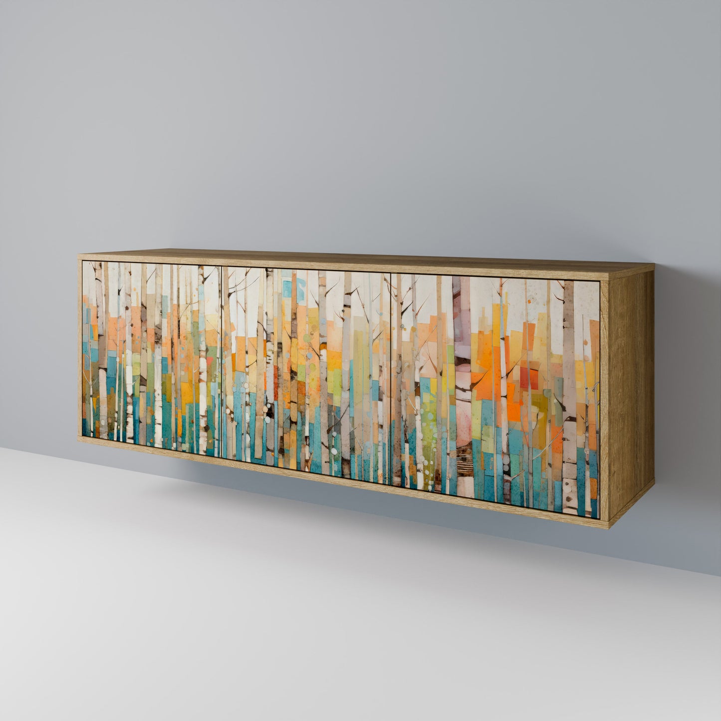 Credenza BIRCH KALEIDOSCOPE a 3 ante in effetto rovere