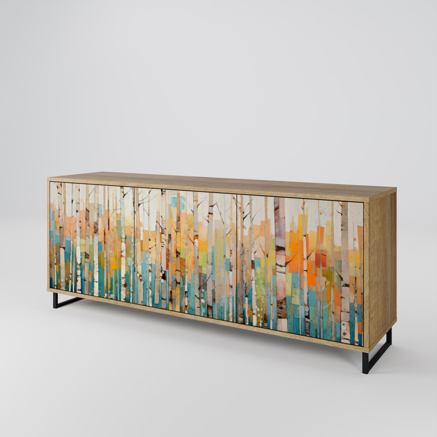 Credenza BIRCH KALEIDOSCOPE a 3 ante in effetto rovere