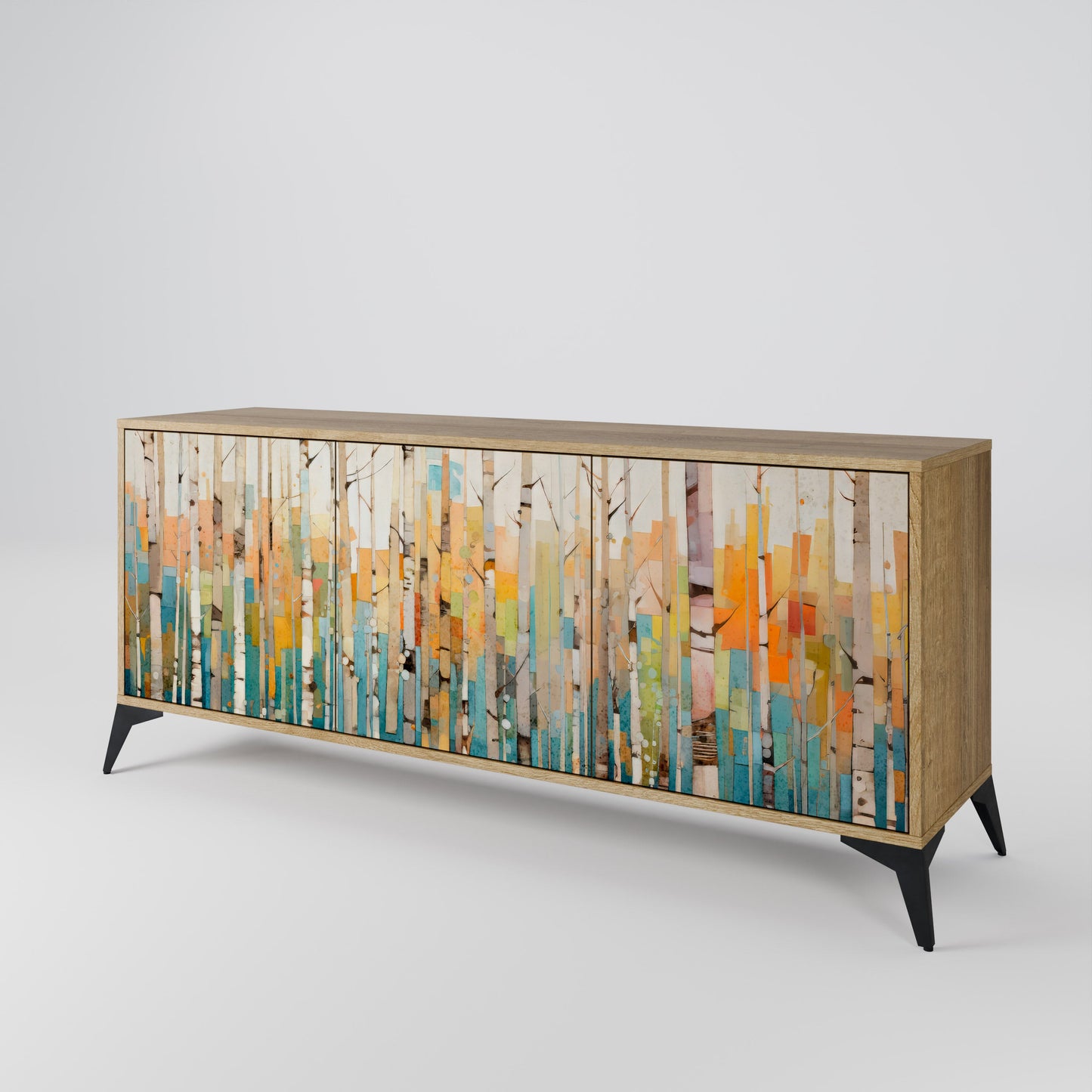 Credenza BIRCH KALEIDOSCOPE a 3 ante in effetto rovere