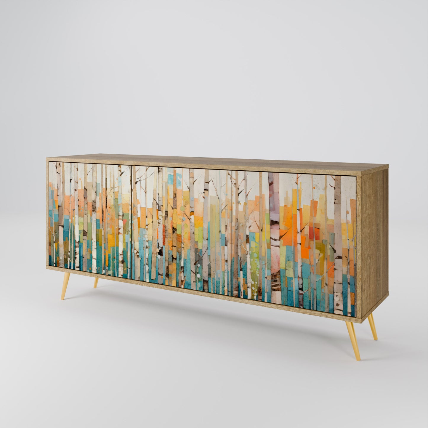 Credenza BIRCH KALEIDOSCOPE a 3 ante in effetto rovere