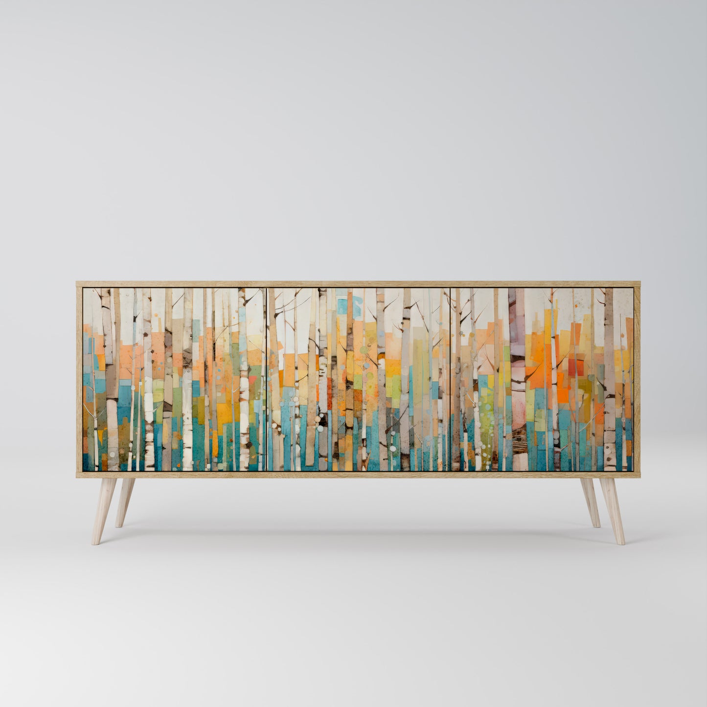 Credenza BIRCH KALEIDOSCOPE a 3 ante in effetto rovere