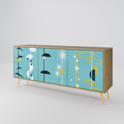 Credenza a 3 ante PATHS TO HAPPINESS in effetto rovere
