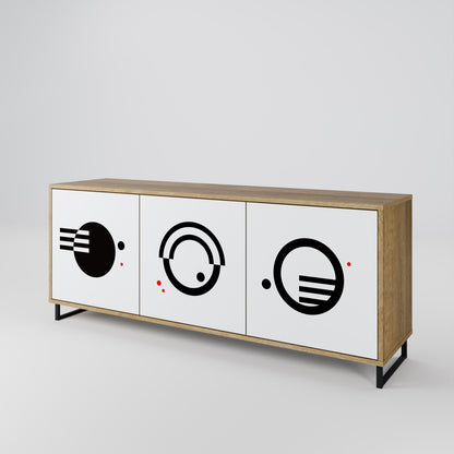 BLACK AND WHITE COMBINATION 3-Door Sideboard in Oak Effect