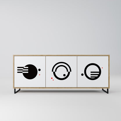 BLACK AND WHITE COMBINATION 3-Door Sideboard in Oak Effect