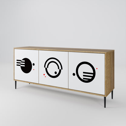 BLACK AND WHITE COMBINATION 3-Door Sideboard in Oak Effect