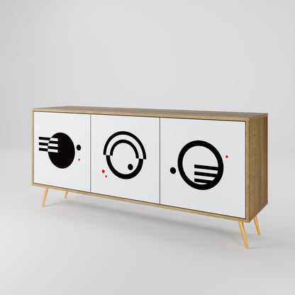 BLACK AND WHITE COMBINATION 3-Door Sideboard in Oak Effect