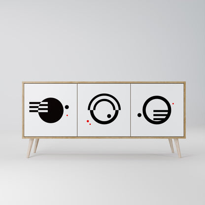 BLACK AND WHITE COMBINATION 3-Door Sideboard in Oak Effect